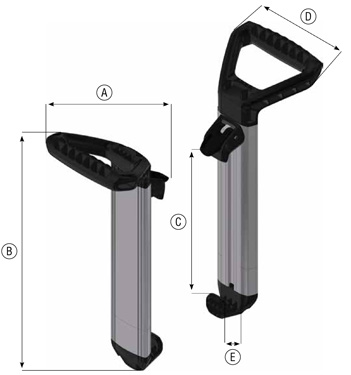 ケーブルドラム持ち運び用グリッパー(CarryGrip) 寸法図
