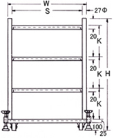 電線リール4段収納台 寸法図